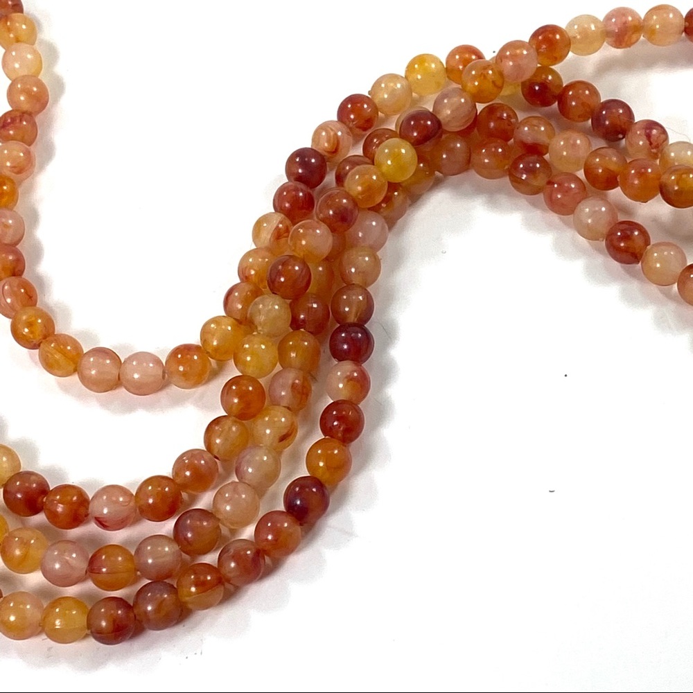 Necklace - Orange Long Single Strand of Beads